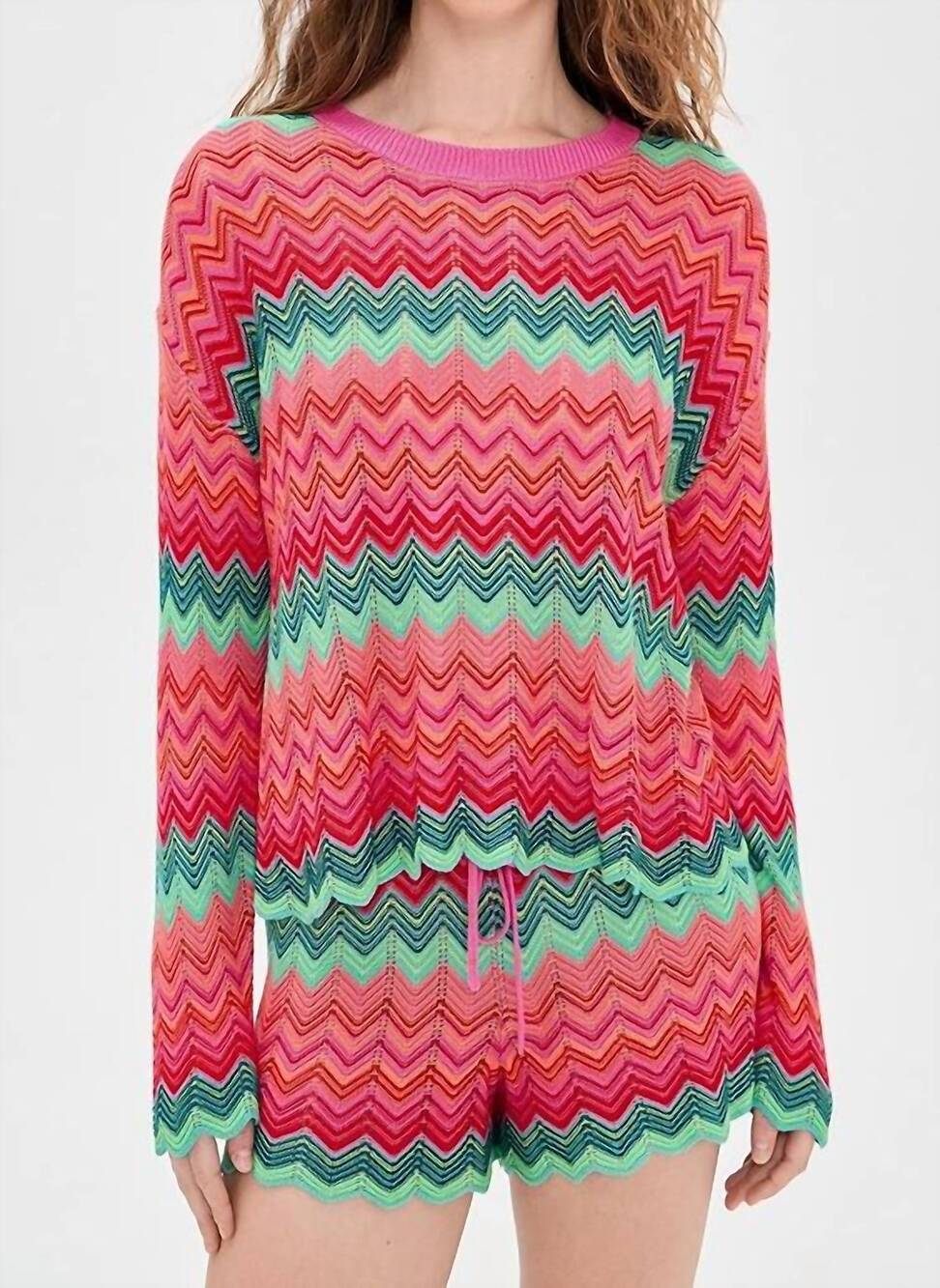 NEW BEACH RIOT beach crewneck sweater in strawberry chevron